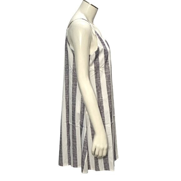 CCC Black White Striped A Line Sleeveless Spaghetti Straps Sheer Dress Size Smll - Picture 4 of 8